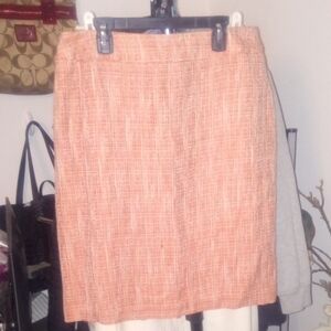 Jones Wear Orange Tweed Knee-Length Pencil Skirt for Work